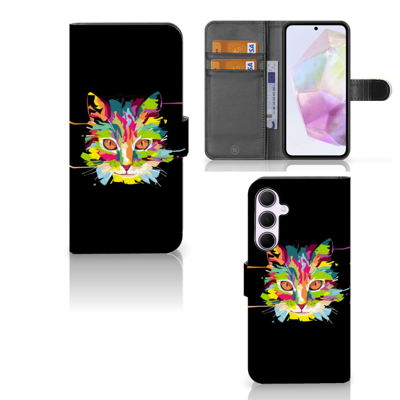 Samsung Galaxy A35 Leuk Hoesje Cat Color | Portemonnee hoesje Samsung Galaxy A35 Leuk Hoesje Cat Color | Portemonnee hoesje