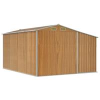 Tuinschuur 277x365,5x179 cm gegalvaniseerd staal lichtbruin - thumbnail