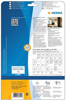 Herma 8020 Folie-etiketten 210 x 297 mm Folie, glanzend Transparant 25 stuk(s) Permanent hechtend Laser (zwart/wit), Kopiëren (zwart/wit), Laser (kleur), Herma 8020 Folie-etiketten 210 x 297 mm Folie, glanzend Transparant 25 stuk(s) Permanent hechtend Laser (zwart/wit), Kopiëren (zwart/wit), Laser (kleur),