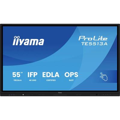 iiyama Prolite TE5513A-B1AG 138,8 cm 54,6 inch IPS LED groot formaat display 4K UHD 40 touchpunten PureTouch-IR HDMI DP USB-C USB3.2 RS-232c RJ45 HDMI-Out 7H OPS WiFi Android 14 OS iiControl NFC