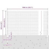 VidaXL Hek met paal grijs 1,2 x 10 m staal en pvc - thumbnail