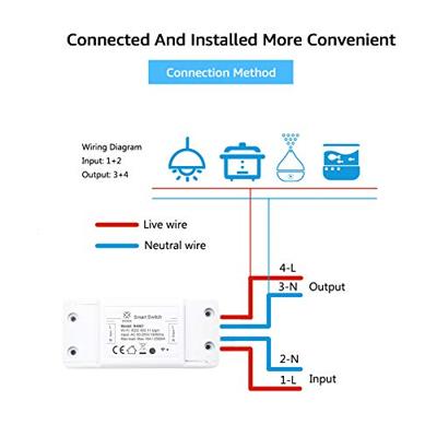 WOOX r4967 smart wifi switch powered by tuya, 10a, 2300w, 100-240vac 50-60hz, wi-fi - thumbnail