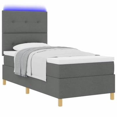 Boxspringbed met matras en LED stof donkergrijs 100x200 cm