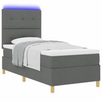 Boxspringbed met matras en LED stof donkergrijs 100x200 cm - thumbnail