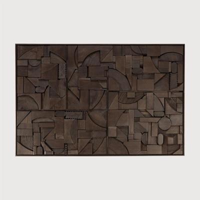 Ethnicraft Wandpaneel 'Bricks' Teakhout, 60 x 90cm, kleur Donkerbruin