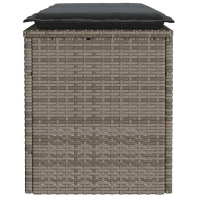 Tuinbank met kussen 110x40x44 cm poly rattan grijs - thumbnail