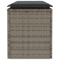 Tuinbank met kussen 110x40x44 cm poly rattan grijs - thumbnail