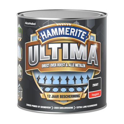 Hammerite Ultima Hoogglans | Zwart | 250ml - 5566475 Hammerite Ultima Hoogglans | Zwart | 250ml - 5566475