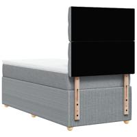 Boxspring met matras stof lichtgrijs 80x200 cm - thumbnail
