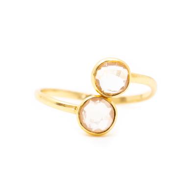 Geboortesteen Ring Rozenkwarts Oktober - 925 Zilver Verguld -