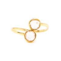 Geboortesteen Ring Rozenkwarts Oktober - 925 Zilver Verguld - - thumbnail