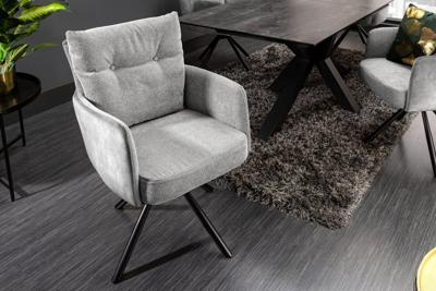 Draaistoel BIG GEORGE Grijs fluweel getextureerde stof fauteuil lente kern - 40167