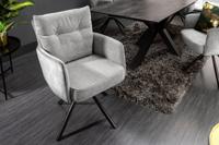 Draaistoel BIG GEORGE Grijs fluweel getextureerde stof fauteuil lente kern - 40167 - thumbnail