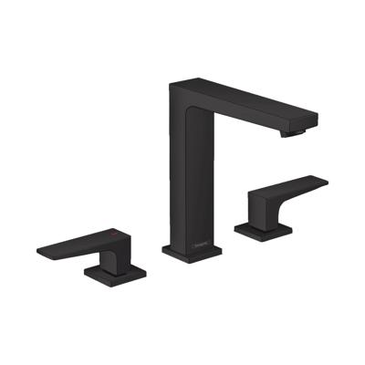 Wastafelmengkraan Metropol HansGrohe 3-Gats 160 met Rechte Greep en Push-Open Afvoer Mat Zwart Wastafelmengkraan Metropol HansGrohe 3-Gats 160 met Rechte Greep en Push-Open Afvoer Mat Zwart
