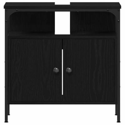 4-delige badkamermeubelset in Zwart Eiken - Mooi Gelamineerd Hout