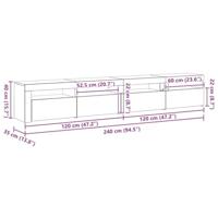 3-delige TV-kastenset met LED-verlichting in zwart eiken engineered hout - thumbnail