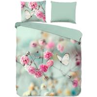 Good Morning Dekbedovertrek "bloemen en vlinders" - Mint - (240x200/220 cm) - Katoen - thumbnail