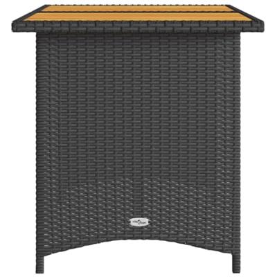 Tuintafel met houten blad 110x68x70 cm poly rattan zwart - thumbnail
