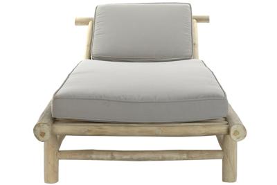 Solstol DKD Home Decor Natuurlijk Teakboom Polyester Lichtgrijs (209 x 86 x 35 cm)