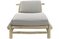 Solstol DKD Home Decor Natuurlijk Teakboom Polyester Lichtgrijs (209 x 86 x 35 cm) - thumbnail