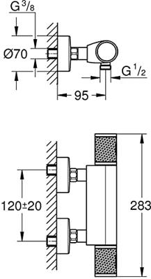 Douchekraan Thermostatisch GROHE QuickFix Precision Feel 120mm M kop Chroom