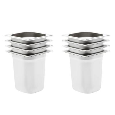 VidaXL Gastronormbakken 8 st gn 1/6 200 mm roestvrij staal