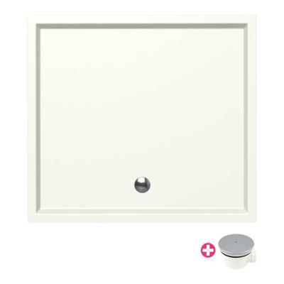 Douchebak Xenz Mariana | 110x100x4 cm | Incl.Afvoersifon-Chroom | Acryl | Rechthoekig | Wit mat