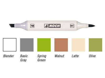 NOCH 0061159 Patina-Marker Grijs, Groen, Walnoot, Crème, Olijf-groen 6 stuk(s)