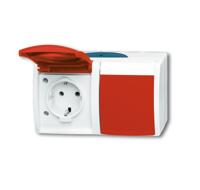 ABB 2CKA002084A0700 Geaard stopcontact IP44 Robijn-rood, Rood - thumbnail