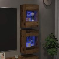 Tv-wandmeubels met LED 2 st 40x30x60,5 cm oud houtkleurig - thumbnail