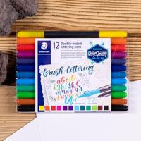 Staedtler brushpen Brush letter duo, doos van 12 stuks in geassorteerde kleuren - thumbnail
