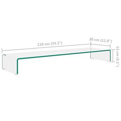 VidaXL Tv-meubel/monitorverhoger transparant 110x30x13 cm glas