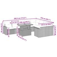 10-delige Loungeset met kussens poly rattan zwart - thumbnail