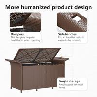 Tuinbank met kussen 116x46x57 cm poly rattan bruin - thumbnail