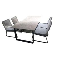 Tuinset Teeburu low dining tafel black, concretee 240x100 cm met 4 stoelen Kome lounge stoel black, rope dark grey Yoi - Yoi - thumbnail