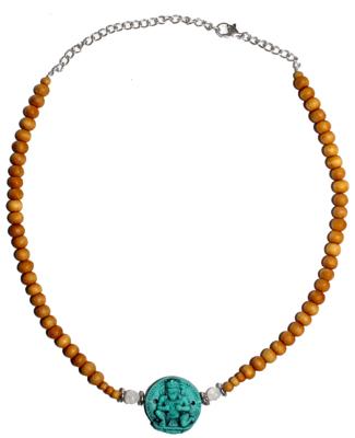 Sandalwood Verstelbare Ketting - Turquoise Hanuman Sandalwood Verstelbare Ketting - Turquoise Hanuman