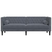 Driezitsbank Chesterfield-stijl en bolsters fluweel donkergrijs - thumbnail