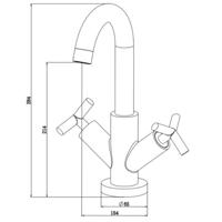 ELIOT tweegreepskraan wastafel, chroom draaibare uitloop keramische ½" ventiel bovenstukken flexibele metalen aansluitslangen volgens DVGW/KTW-A 1 ¼" messing-afvoerplug en waste stangen mou - thumbnail