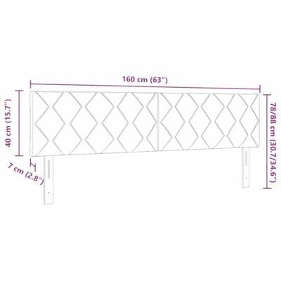 Hoofdbord Wandgemonteerd Geometrisch Zwart 160 cm Fluweel - thumbnail