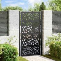 Poort met bladontwerp 100x175 cm staal zwart - thumbnail