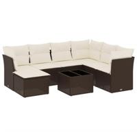8-delige Loungeset met kussens poly rattan bruin - thumbnail