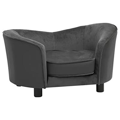 VidaXL Hondenbank 69x49x40 cm pluche en kunstleer donkergrijs