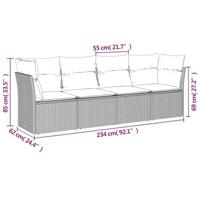 4-delige Loungeset met kussens poly rattan grijs - thumbnail