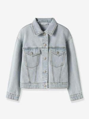 NAME IT meisjesjas van gerecycled katoen gebleekt denim