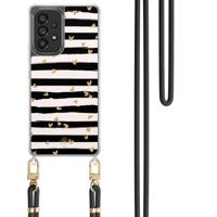 Samsung Galaxy A53 hoesje met zwart koord - Hart streepjes - thumbnail