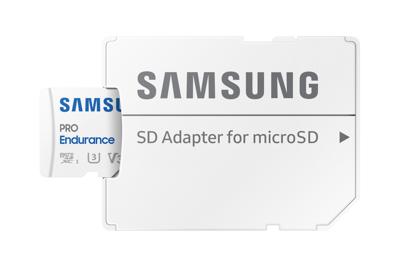 Samsung PRO Endurance microSDXC-kaart 256 GB Class 10, UHS-Class 3, v30 Video Speed Class 4K-video-ondersteuning, Incl. SD-adapter, Schokbestendig Samsung PRO Endurance microSDXC-kaart 256 GB Class 10, UHS-Class 3, v30 Video Speed Class 4K-video-ondersteuning, Incl. SD-adapter, Schokbestendig