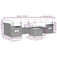 8-delige Loungeset met kussens poly rattan zwart - thumbnail