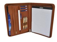 Schrijfmap DESQ A4 kunstleder met rits bruin - thumbnail