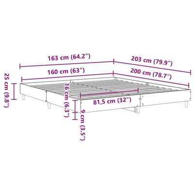 Bedframe zonder matras spaanplaat artisanaal eikenkleurig