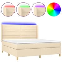 Boxspring met matras en LED stof crèmekleurig 160x200 cm - thumbnail